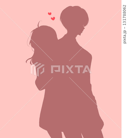 背中合わせの恋する男女　シルエット 131788062