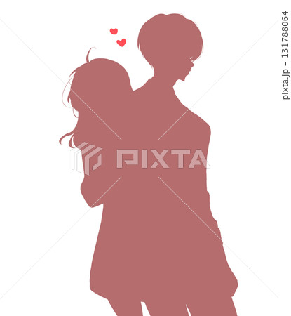 背中合わせの恋する男女　シルエット 131788064