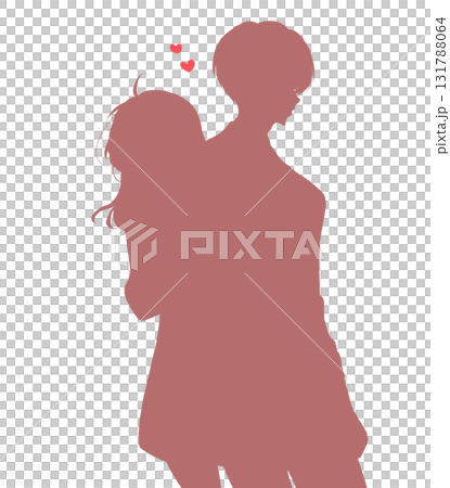 背中合わせの恋する男女　シルエット 131788064
