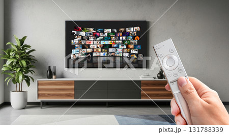 Watching TV, VOD service on TV. Watching TV, VOD service on TV. 131788339