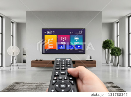 Watching TV, VOD service on TV. 131788345