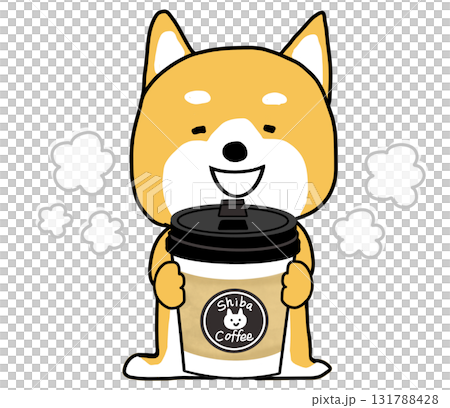 柴犬開心地喝著熱咖啡(有蓋子) 柴犬開心地喝著熱咖啡(有蓋子) 131788428