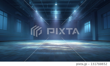 アニメ調の背景 スポットライトが照らされる夜のダンススタジオ 131788652
