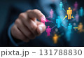 Corporate Networking Concept with Digital People Icons and Arrows 131788830