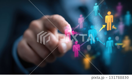 Corporate Networking Concept with Digital People Icons and Arrows 131788830