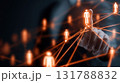 Business Strategy Visualization with Neon Human Icons and Connecting Arrows 131788832