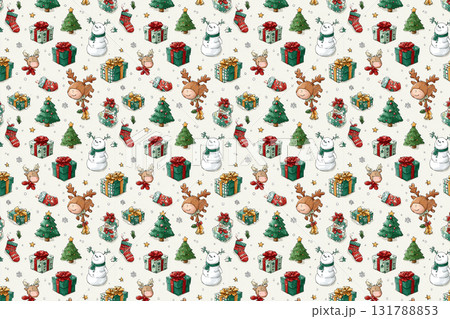 クリスマスのシームレスパターン背景　パターン 131788853