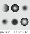 Black halftone dots backgrounds set. Dots halftone, pop art comic style gradient circle halftone set. Vector illustration 131789375