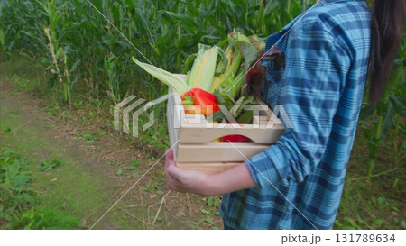 Harvesting Fresh and Flavorful Vegetables in a Beautifully Vibrant Field Setting 131789634