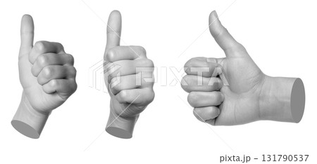 Set of gray hand contemporary art style showing thumbs up isolated on transparent background Set of gray hand contemporary art style showing thumbs up isolated on transparent background 131790537