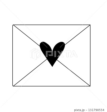 Love letter Isolated. Vector graphic line illustration. Envelope Hand drawn graphic Banner, poster, wrapping paper, sticker, print, modern textile design. For logo, web, package, sticker. 131790554