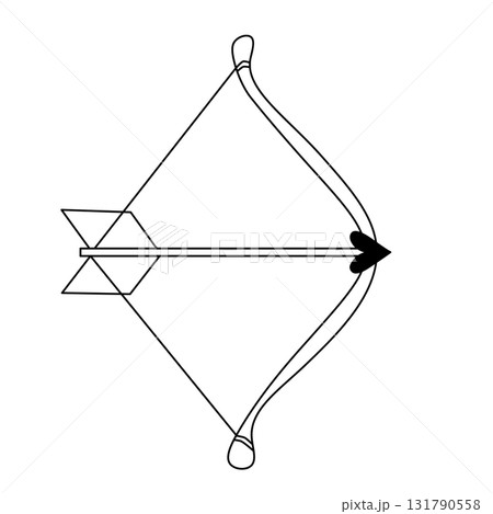 Archer bow heart Isolated. Vector graphic line illustration. Simple illustration of archer bow vector icon for web design isolated on white background for package, holiday design, fabric and textile. Archer bow heart Isolated. Vector graphic line illustration. Simple illustration of archer bow vector icon for web design isolated on white background for package, holiday design, fabric and textile. 131790558