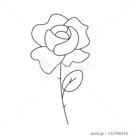 Beautiful rose flowers silhouette Isolated. Vector graphic line illustration. Silhouette sign for logo, print, comics, fashion, pop art, boards, design, stickers, decoration, posters Beautiful rose flowers silhouette Isolated. Vector graphic line illustration. Silhouette sign for logo, print, comics, fashion, pop art, boards, design, stickers, decoration, posters 131790559
