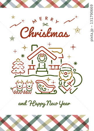 クリスマスの縦長のイラストデザイン:カード、はがきテンプレートやポスター広告素材として最適 131790669