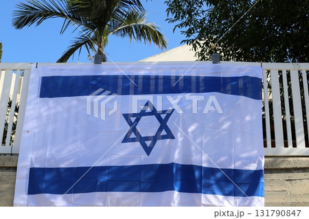 White and blue flag with the Star of David White and blue flag with the Star of David 131790847