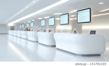 Modern airline check in counters with sleek...のイラスト素材 [131791103] - PIXTA