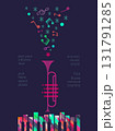Christmas Holiday Music colorful vector poster template. Winter Season Holidays Live Music event. Piano, trumpet cartoon illustration. Christmas Tunes, Festive Night celebration performance background 131791285