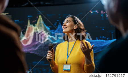 woman is giving a presentation at conference 131791927