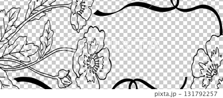 簡單的水平花框、手繪插圖、線條描框 131792257