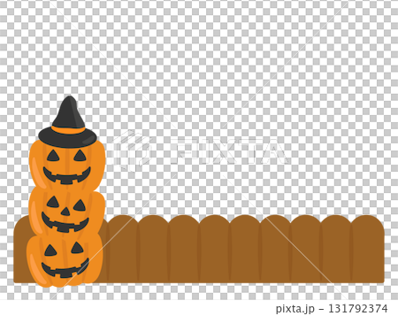 三段ジャックオーランタン　かぼちゃ　ハロウィン　フレーム　イラスト 131792374