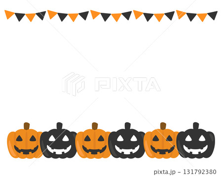 ジャックオーランタン　ガーランド　ハロウィン　フレーム　イラスト 131792380