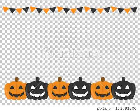 ジャックオーランタン　ガーランド　ハロウィン　フレーム　イラスト 131792380