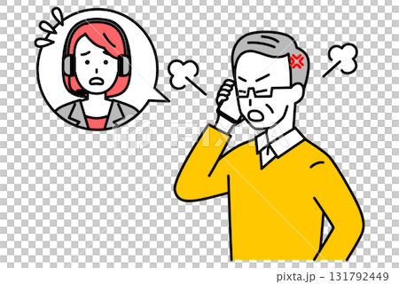 An elderly man getting angry over the phone with customer support An elderly man getting angry over the phone with customer support 131792449