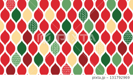 北欧風パターン背景　幾何学模様　クリスマスカラー 131792969