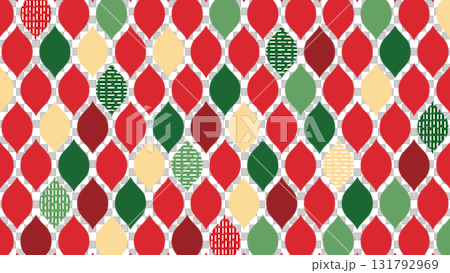 北欧風パターン背景　幾何学模様　クリスマスカラー 131792969