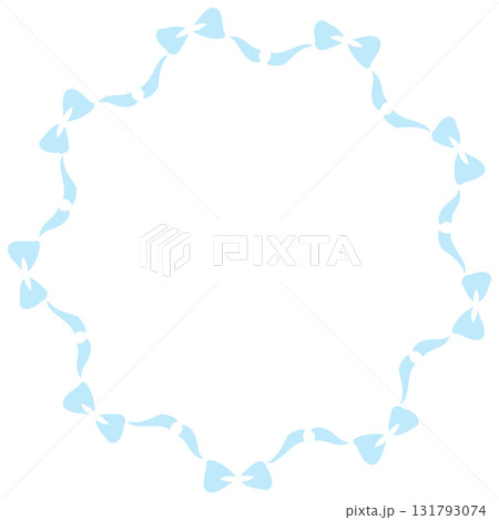 薄い水色のたくさんのリボンの丸いフレーム 薄い水色のたくさんのリボンの丸いフレーム 131793074
