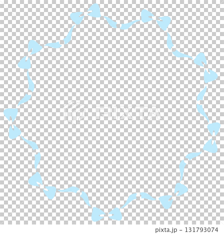 薄い水色のたくさんのリボンの丸いフレーム 薄い水色のたくさんのリボンの丸いフレーム 131793074