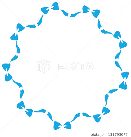 水色のたくさんのリボンの丸いフレーム 水色のたくさんのリボンの丸いフレーム 131793075
