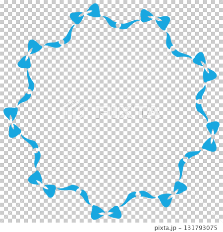 水色のたくさんのリボンの丸いフレーム 水色のたくさんのリボンの丸いフレーム 131793075