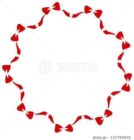 赤色のたくさんのリボンの丸いフレーム 赤色のたくさんのリボンの丸いフレーム 131793078