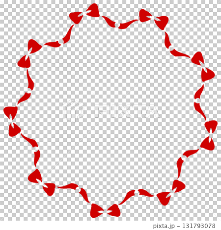赤色のたくさんのリボンの丸いフレーム 赤色のたくさんのリボンの丸いフレーム 131793078