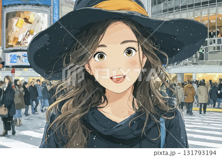 美優シリーズ：渋谷のスクランブル交差点でハロウィンイベントに参加する高校生魔女美優 131793194