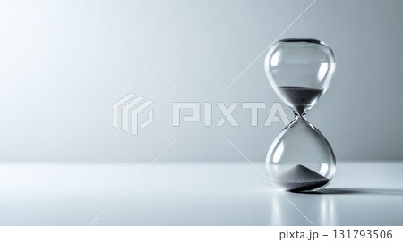 静寂と時を象徴するミニマルな砂時計のコンセプト写真 静寂と時を象徴するミニマルな砂時計のコンセプト写真 131793506