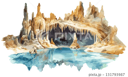 Carlsbad Caverns National Park. Carlsbad Caverns National Park hand drawn watercolor illustration Carlsbad Caverns National Park. Carlsbad Caverns National Park hand drawn watercolor illustration 131793987