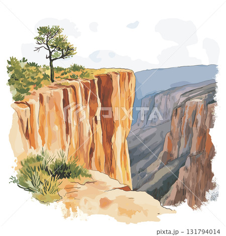 Copper Canyon. Copper Canyon hand drawn watercolor illustration 131794014