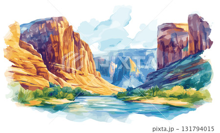 Copper Canyon. Copper Canyon hand drawn watercolor illustration 131794015