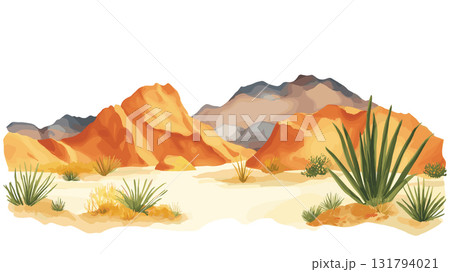 Death Valley National Park. Death Valley National Park hand drawn watercolor illustration 131794021