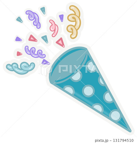 Party sticker collection set. Cute pastel colors. Can be used for card, invitation, border. Isolated illustration of birthday, elements like gift, cake, balloon, hand drawn cartoon illustration. Party sticker collection set. Cute pastel colors. Can be used for card, invitation, border. Isolated illustration of birthday, elements like gift, cake, balloon, hand drawn cartoon illustration. 131794510
