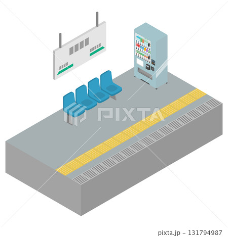 アイソメトリックイラスト：駅のホーム 131794987