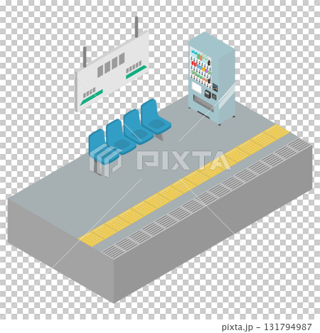 アイソメトリックイラスト：駅のホーム 131794987