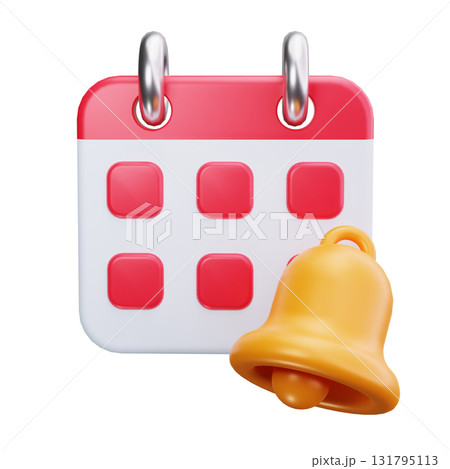 3d red calendar with a yellow bell. 131795113