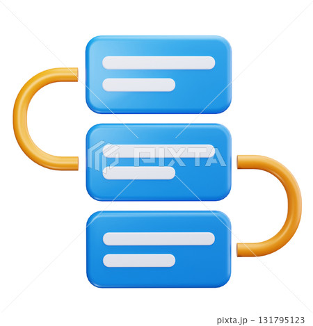 Three blue rectangular blocks with white lines and two yellow curved blocks. 131795123