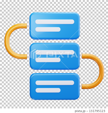 Three blue rectangular blocks with white lines and two yellow curved blocks. 131795123