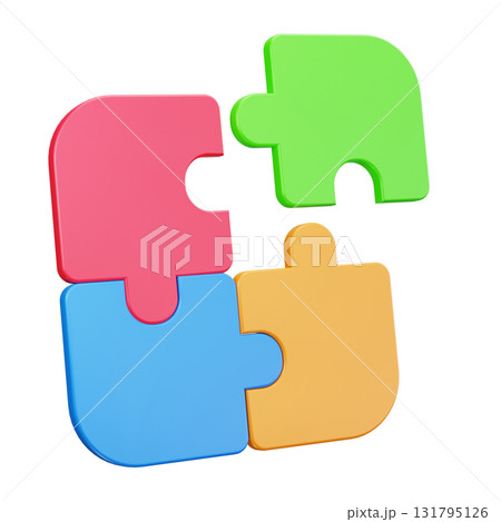 Four colorful puzzle pieces. Four colorful puzzle pieces. 131795126