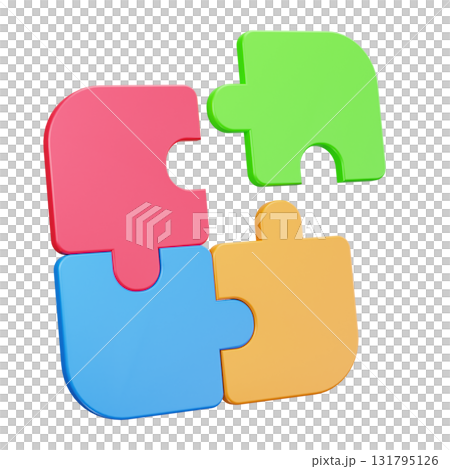 Four colorful puzzle pieces. Four colorful puzzle pieces. 131795126