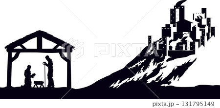 Christmas Nativity Scene Bethlehem Manger Wise Men 131795149